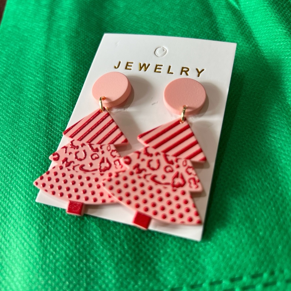 Pink and Red Geometric Earrings